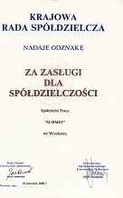 dyplom dla SP. SURMET